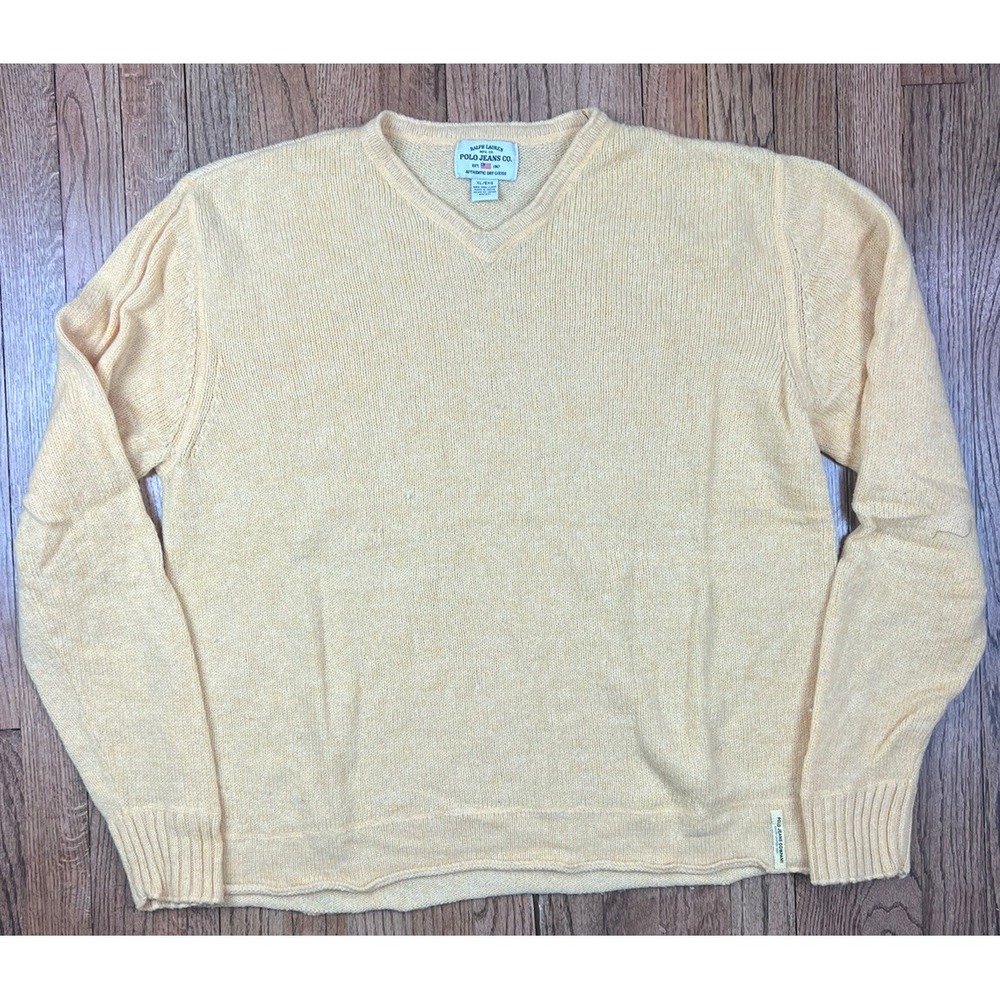 Vintage‎ Ralph Lauren Polo Jeans Company 100% Wool Knit Sweater Men's Sz XL